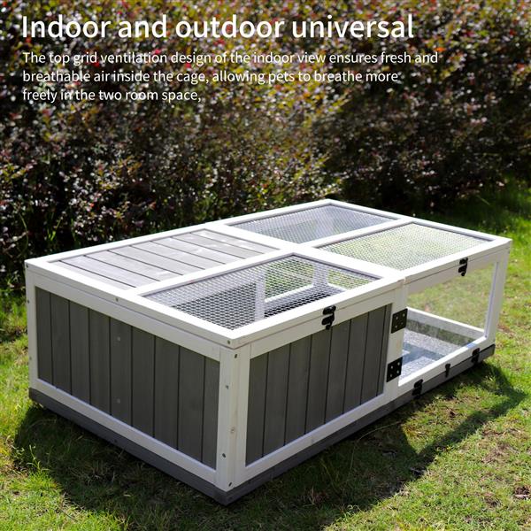 Wooden Turtle House Indoor And Outdoor Cages With Rest Area And Water Game Area Grey - Shop at LoveMi