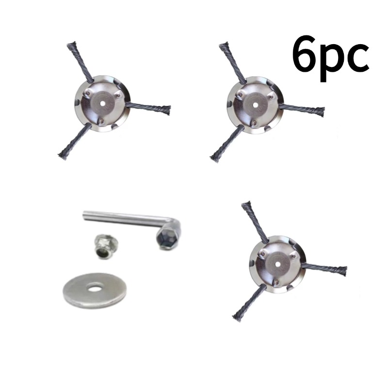 6in Heavy Duty 3 Wire Steel Brush Cutter Head, Replacement Disc For Gas Electric Weed Trimmers
