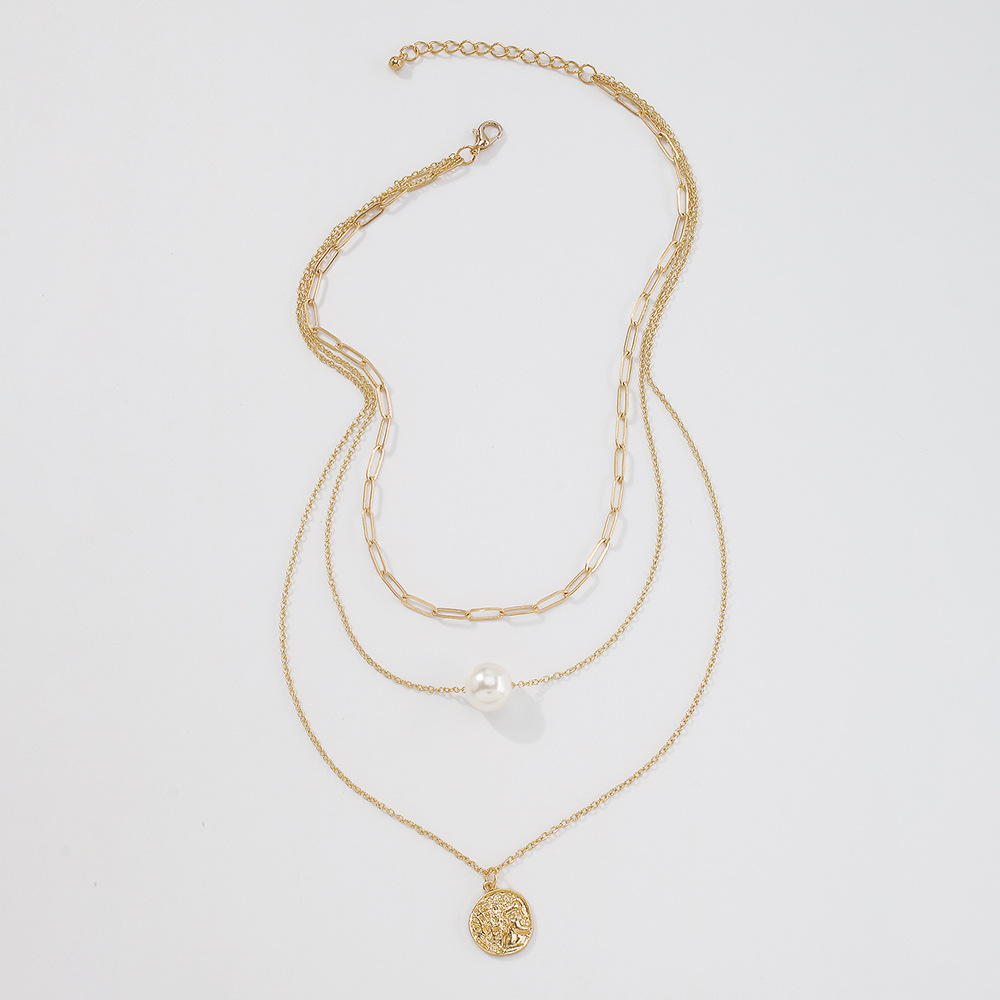 Pendant Necklace Retro Personality Coin Baroque Style Multi-layered Necklace