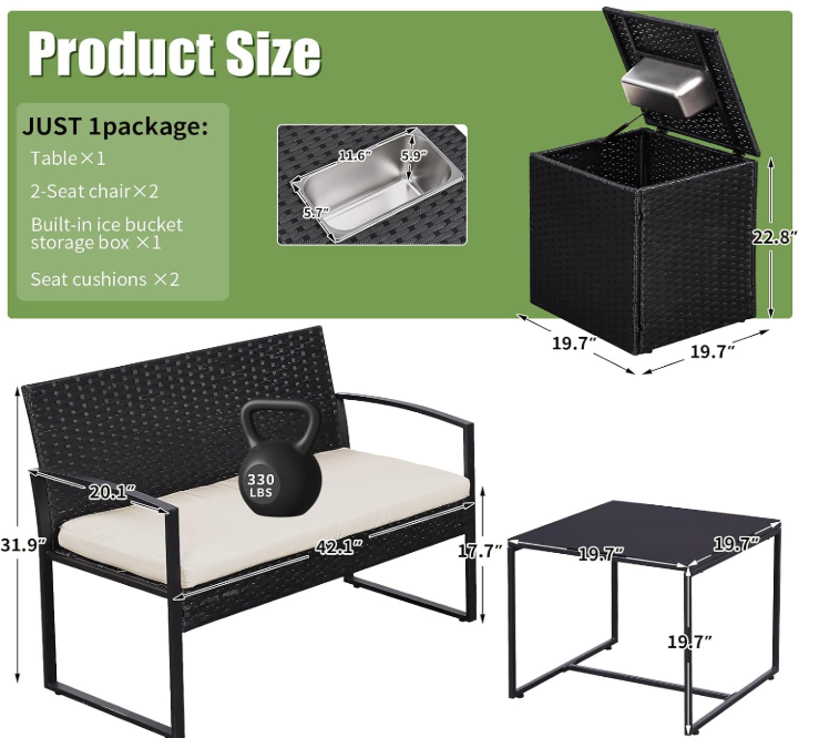 4 Piece Wicker Patio Furniture Set, picture 4 of 4