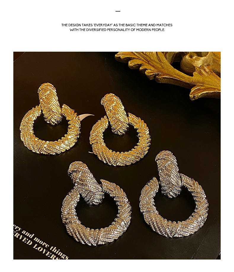 Title 3, Exaggerated High-grade Round Ring Earrings Simp...