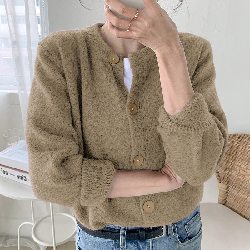 Title 4, Cardigan Womens Short Round Neck Sweater Coat