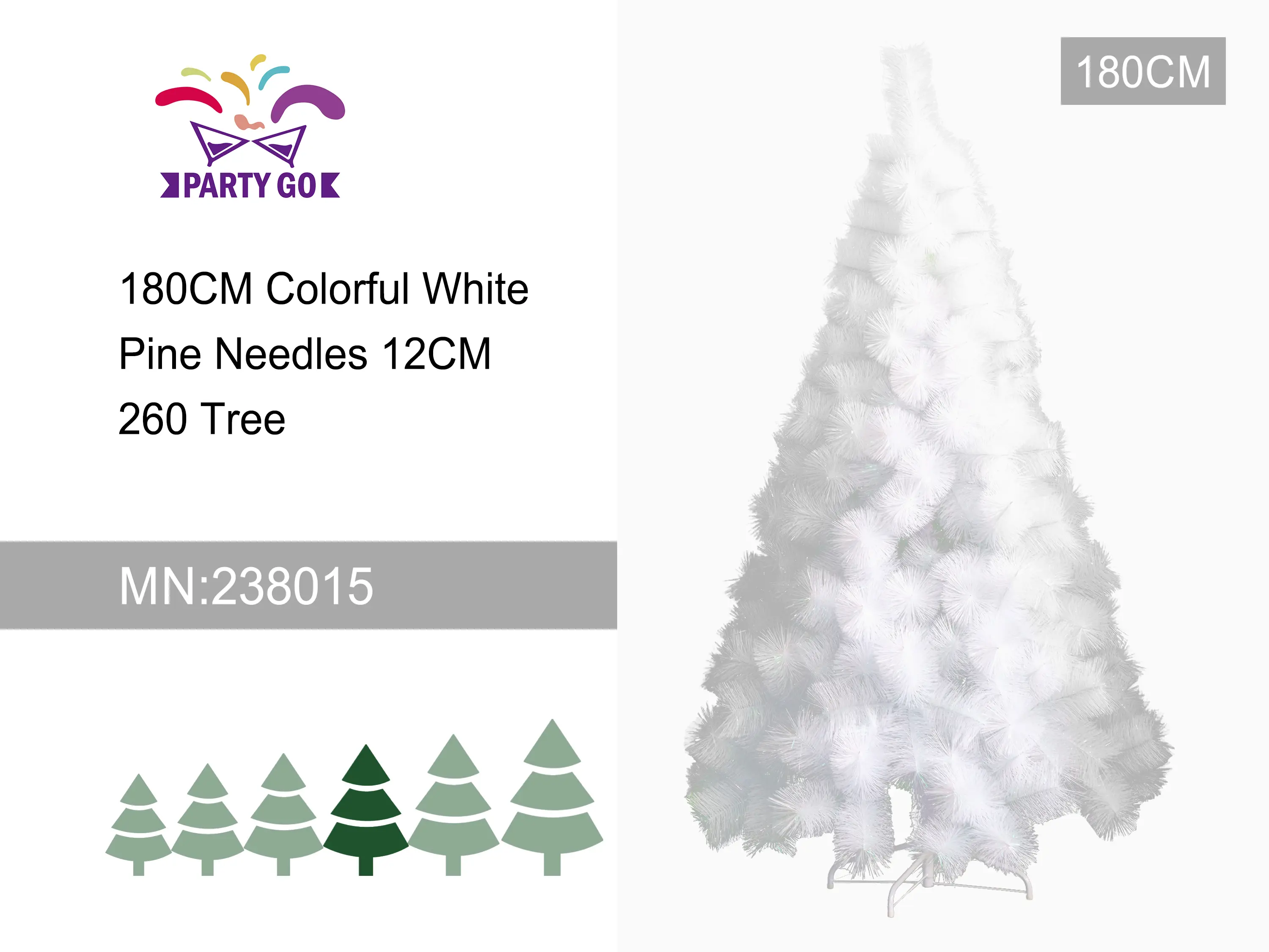 150-180-210cm Colorful White Pine Needles 12CM