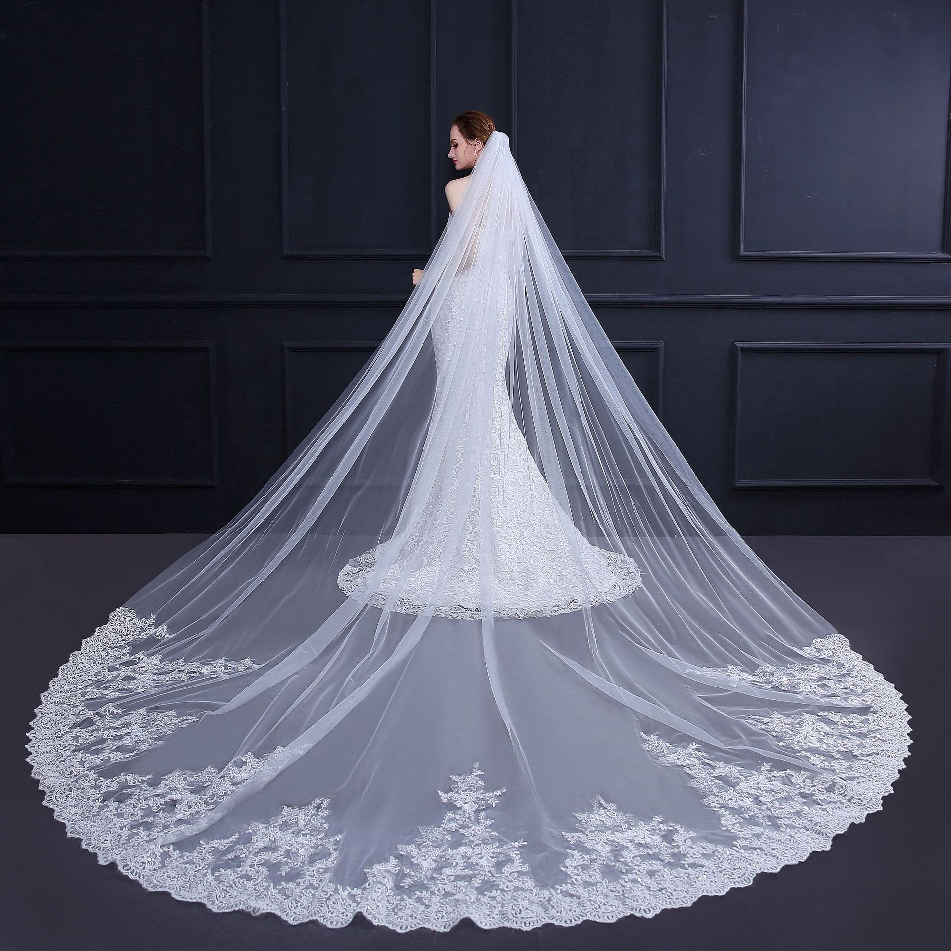 New Wedding Veil Long Trailing Lace