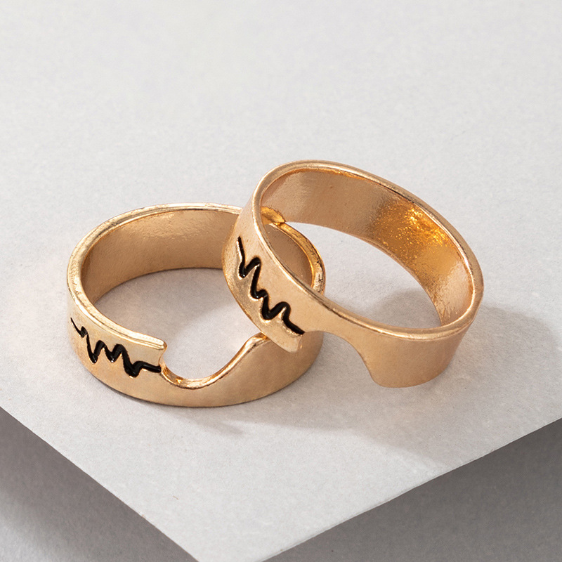 Personalized Letter Love Simple Geometric 2-piece Ring