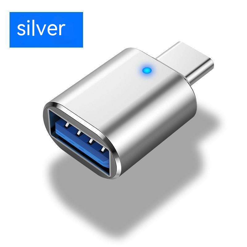 Type-c To Usb30 USB With Indicator Light Mobile Phone Mouse Keyboard Sound Card Car Charger OTG Adapter – Silver