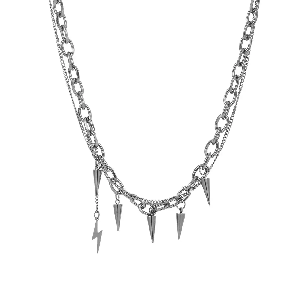 A Niche Double Layer Chain Necklace For Men's Personality