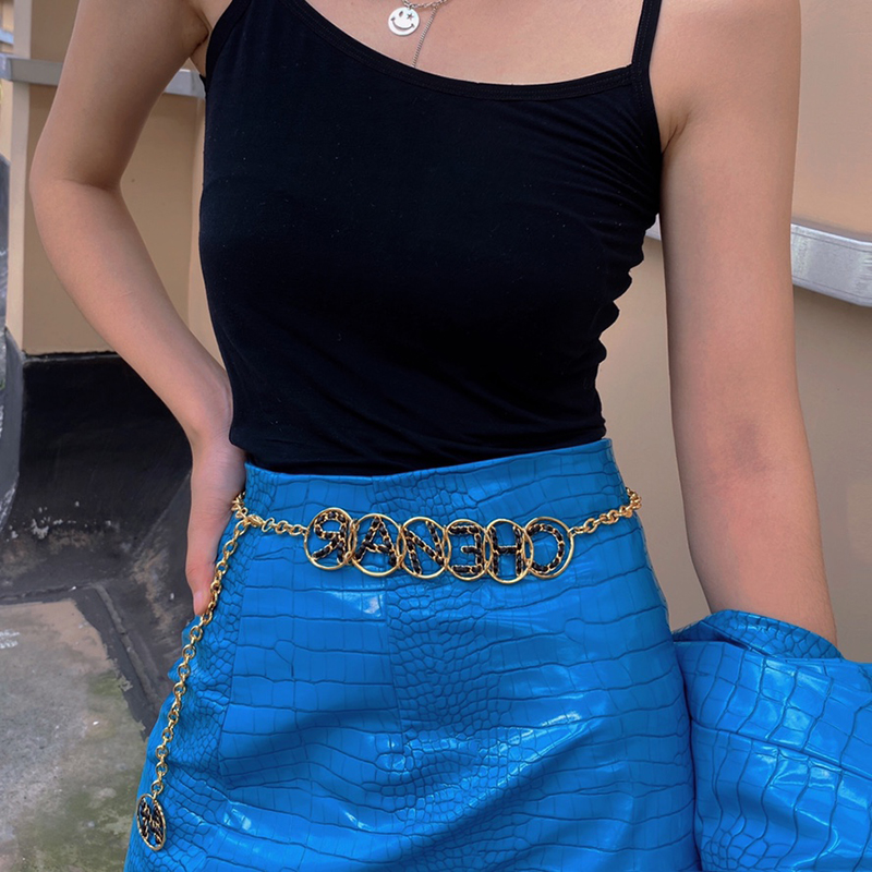 Vintage Leather Woven Personality Waist Chain Temperament All-match Metal Chain