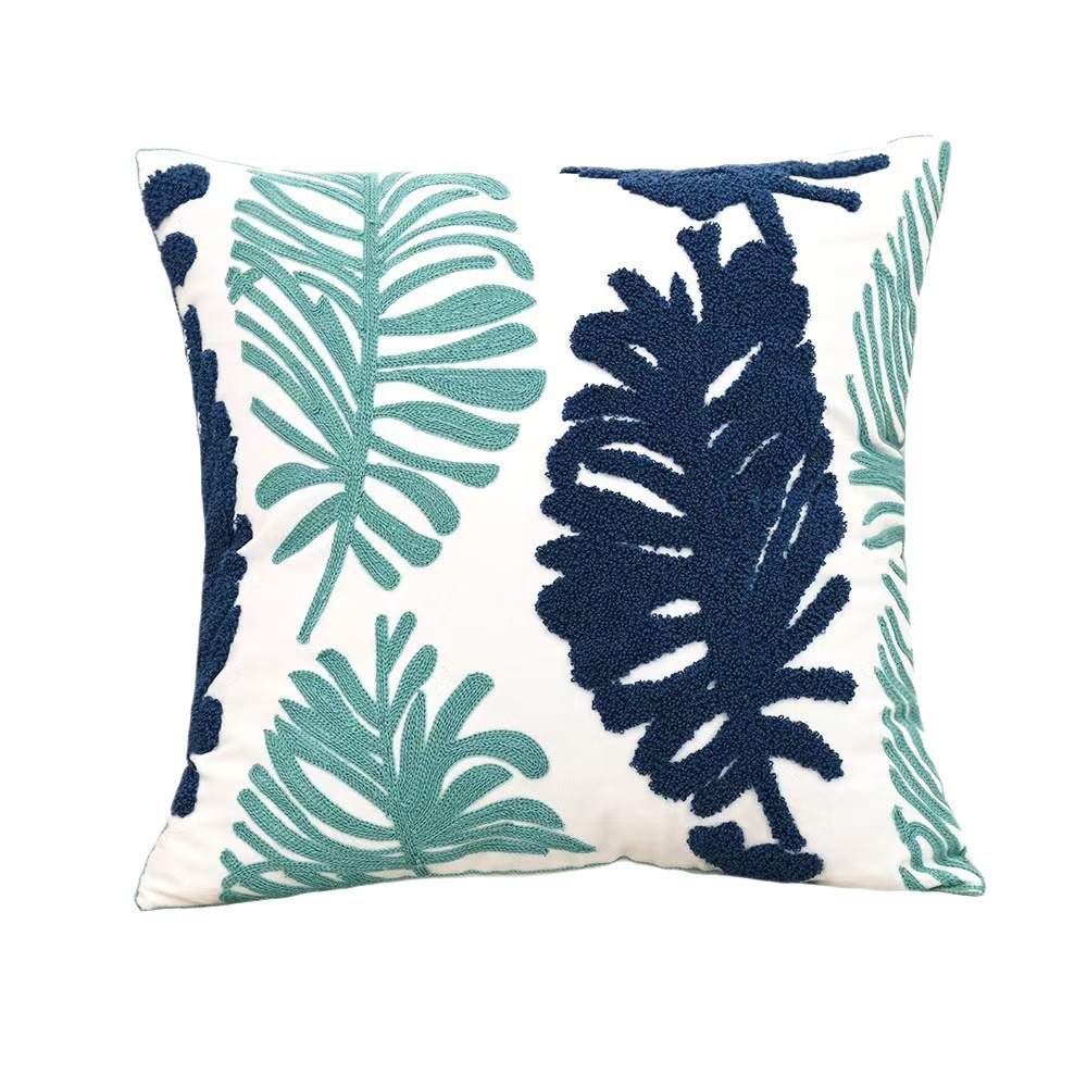 Pernă decorativă cu broderie pe prosop capitonat, umplută cu bumbac PP, pentru canapea, stil boho și decor de interior în stil litoral