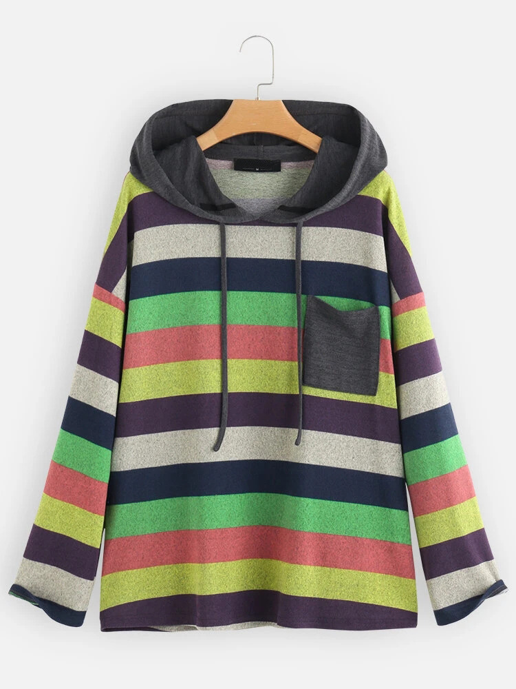 Title 2, Long sleeve striped plus size sweatshirt