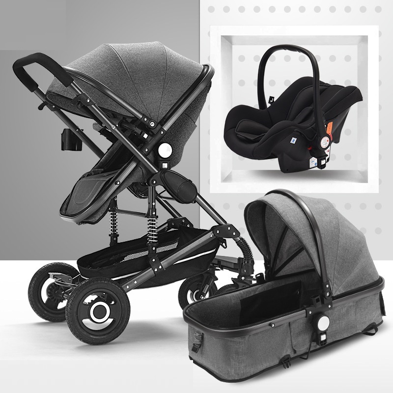 Sitting And Lying Portable Folding High-landscape Shock-absorbing Two-way Stroller For Newborn Babies - Image 5