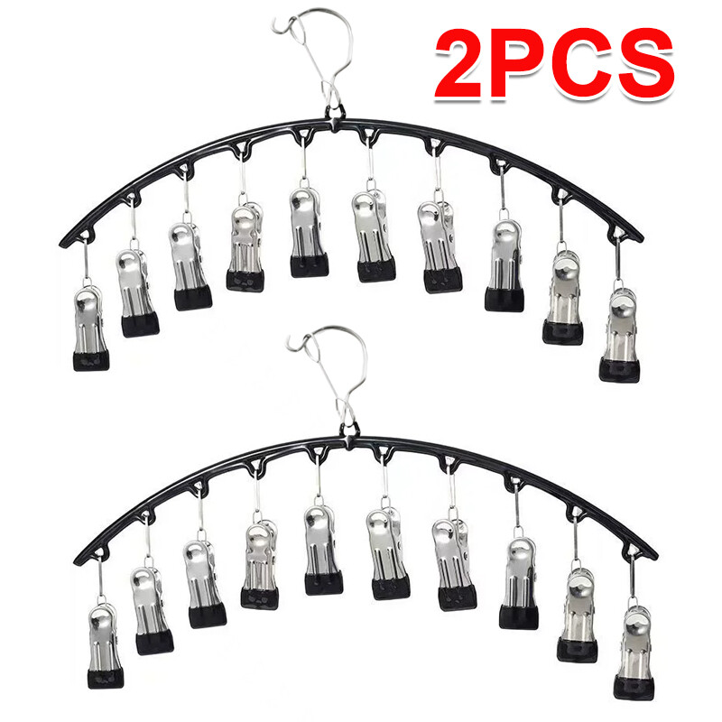 2X Stainless Steel Hanger With 10 Clips A Space-Saving Organizer For Closet M — image 5
