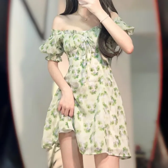 Green First Love Fragmented Flower Dress Girl Green - Shop at LoveMi