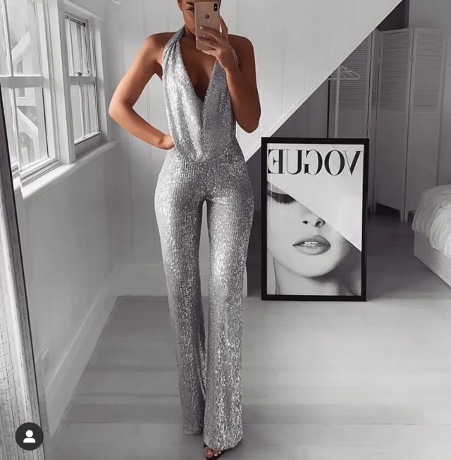 Glittering Beads Sleeveless Sexy Slim Straight Silver - Shop at LoveMi