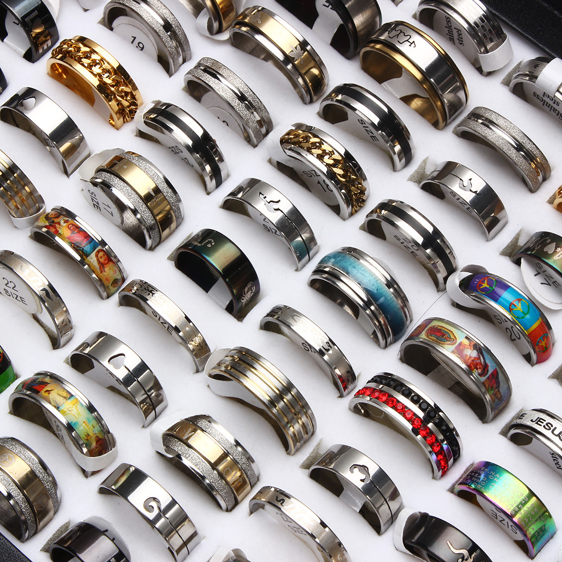 Explosion Style Titanium Steel Stainless  Mixed Ring