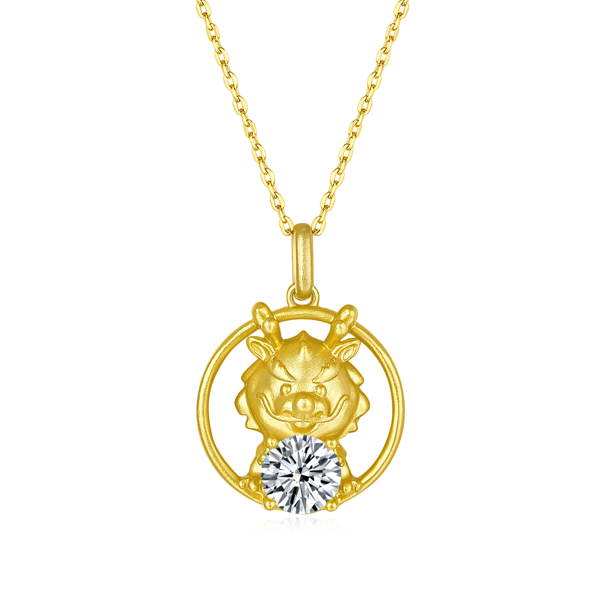 S925 Sterling Silver Gold Plated 1ct D Color VVS1 Moissanite Dragon Necklace 4.7g Chinese Zodiac Benmingnian Gift GRA Certified Gift Box