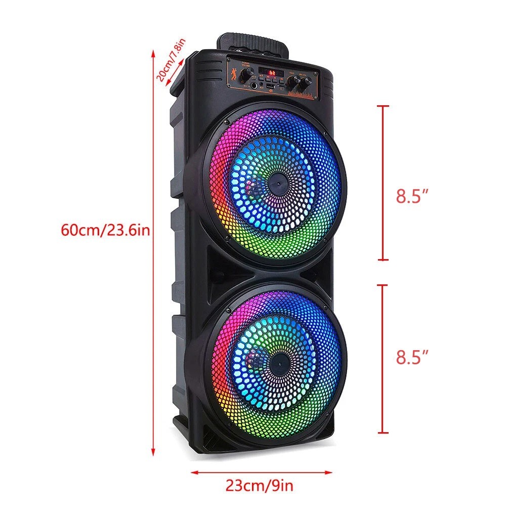 Portable Bluetooth Speaker Sub Woofer Heavy Bass Sound System Party Mic UK 8