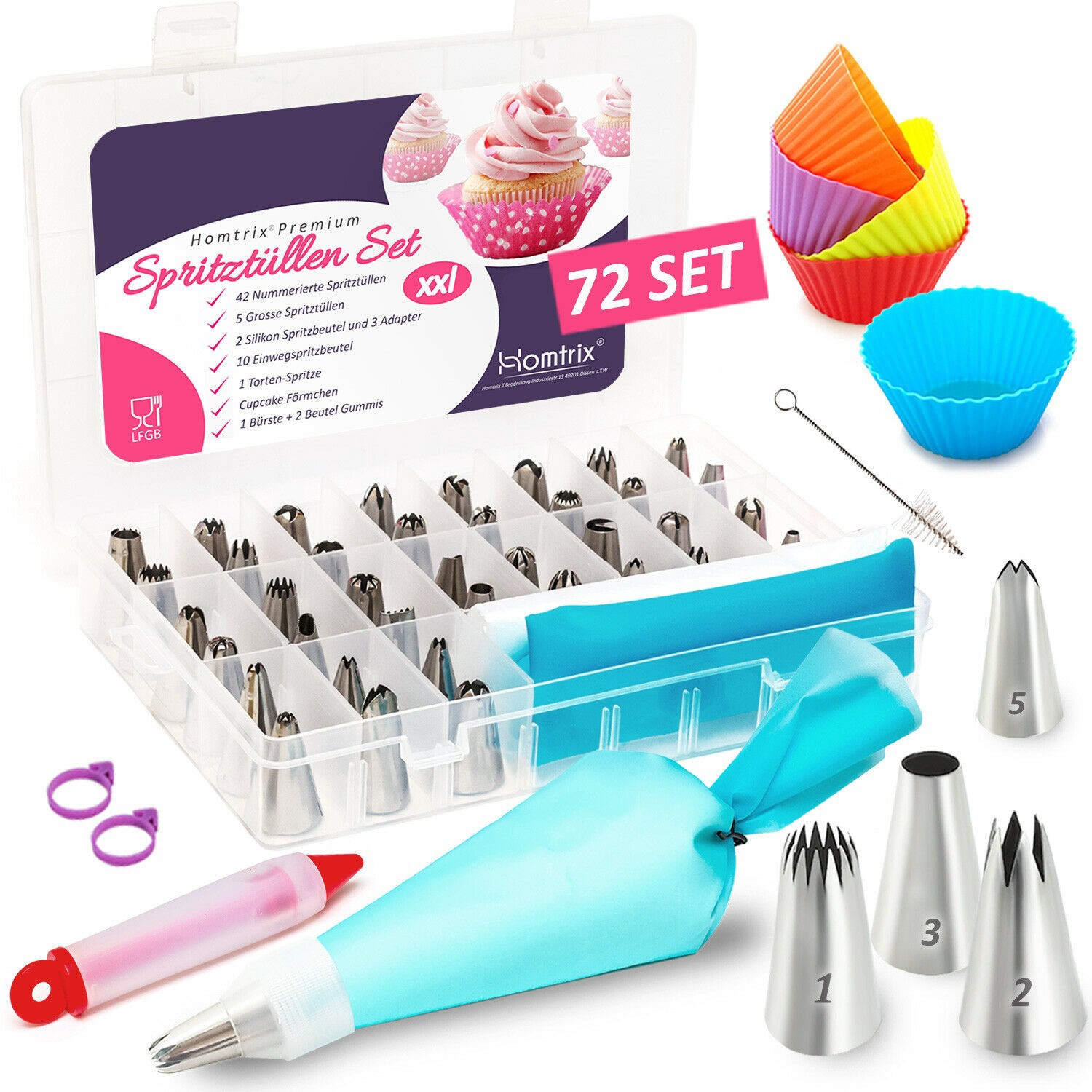 Title 5, Boxed 72-Piece Set Of Decorative Mouth Cake Bak...