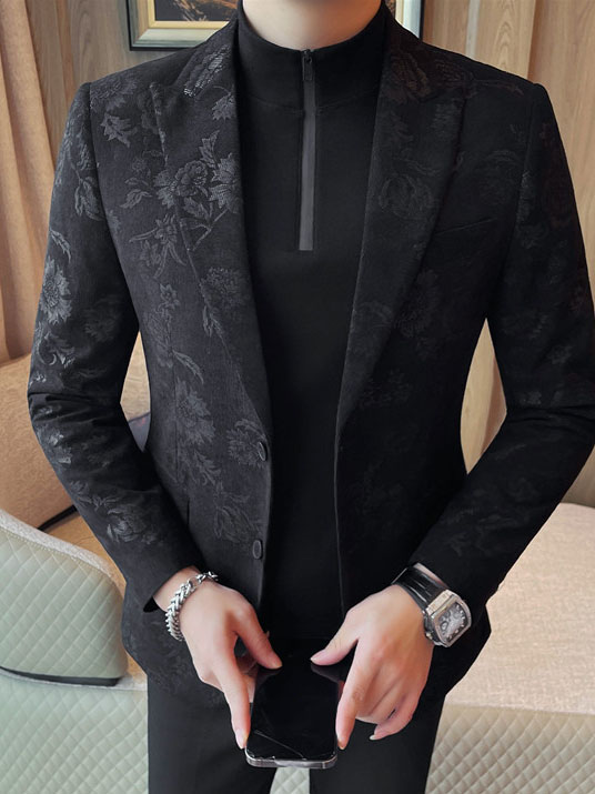 Men's Slim Fit Floral Print Casual Balzers