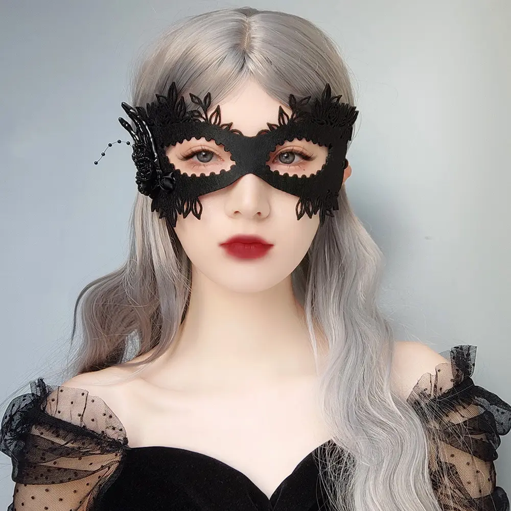 Women's Fashion Halloween Masquerade Rose Half Face