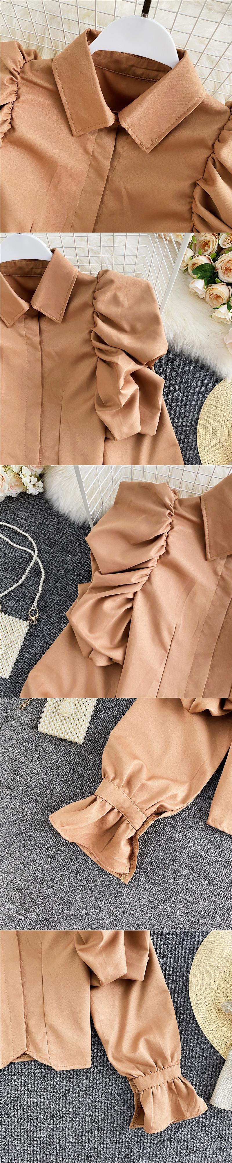 Elegant Retro  Style Puff Sleeve Top