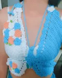 Blue And White Ribbon Flower