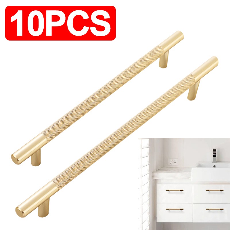 Kitchen Cabinet Door Handles Cupboard Drawer Interior Steel Knurled T Bar Handle — image 2