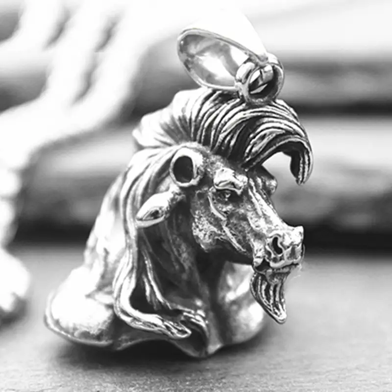 Vintage Stereoscopic Horse Warrior Pendant Titanium Steel Necklace