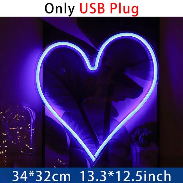 Love Heart Neon Acrylic Transparent Back Molding