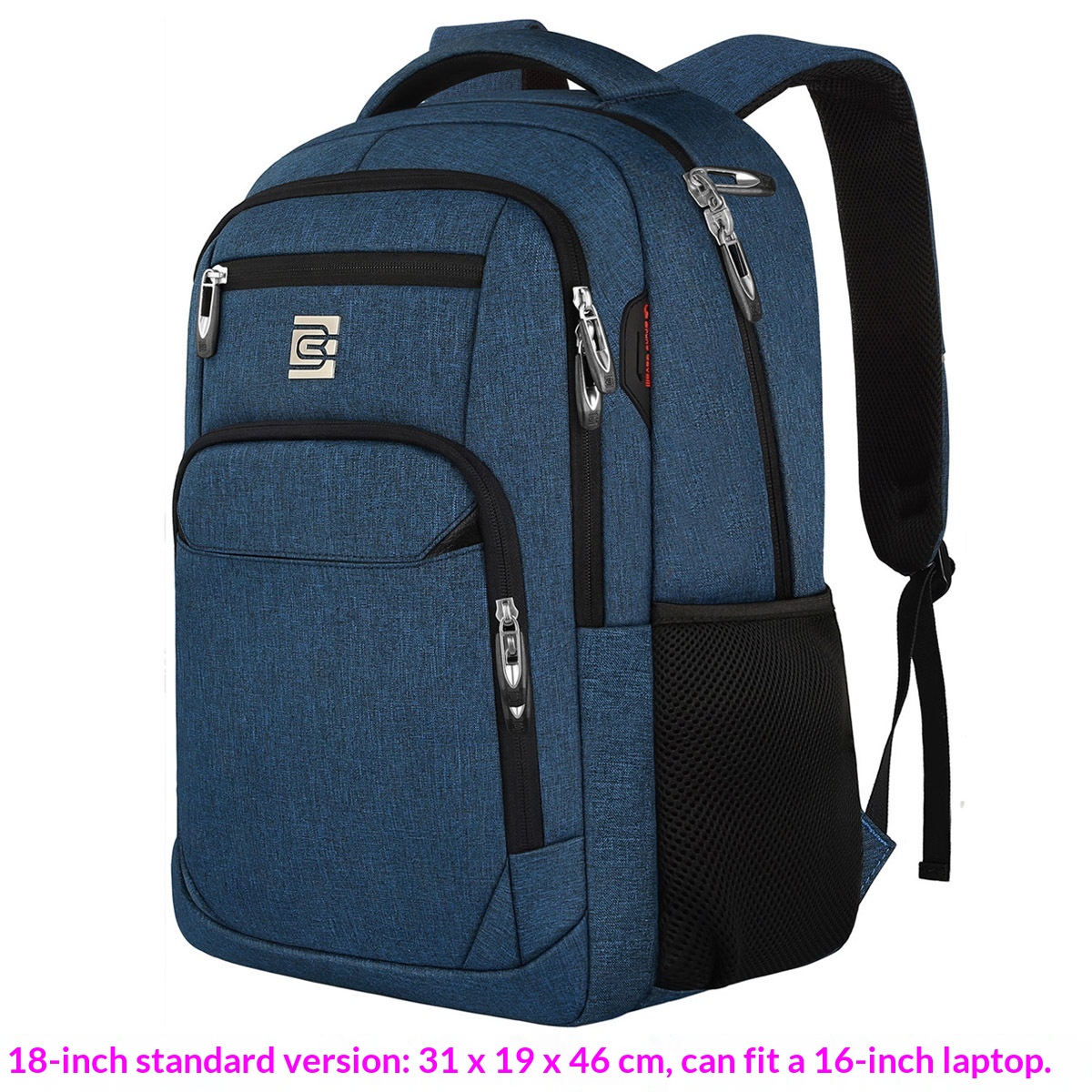 BC Men's Business Backpack Oxford Cloth Waterproof 16 Inch Large Capacity Multifunctional Computer Backpack Student Backpack Women's Blue Standard Edition16-in