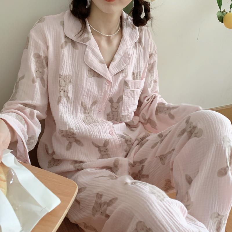 Bunny Pattern Pajamas Long Sleeved