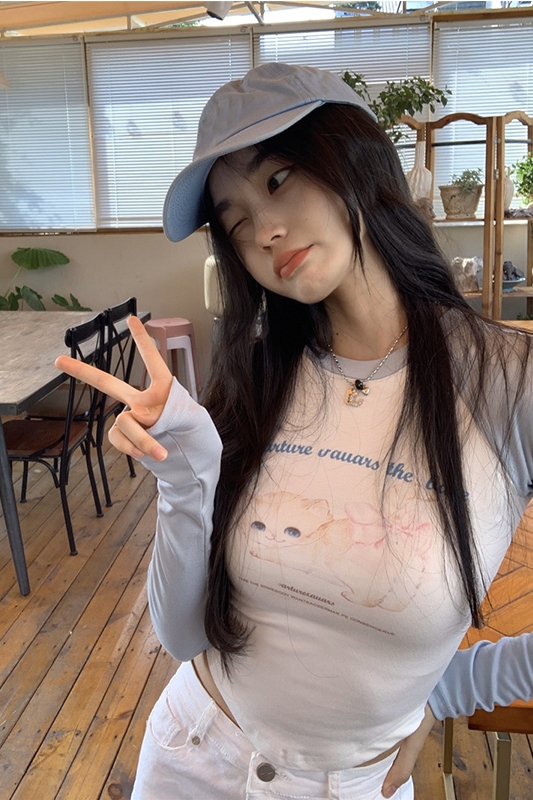 Women's Retro Black New Korean Cartoon Print