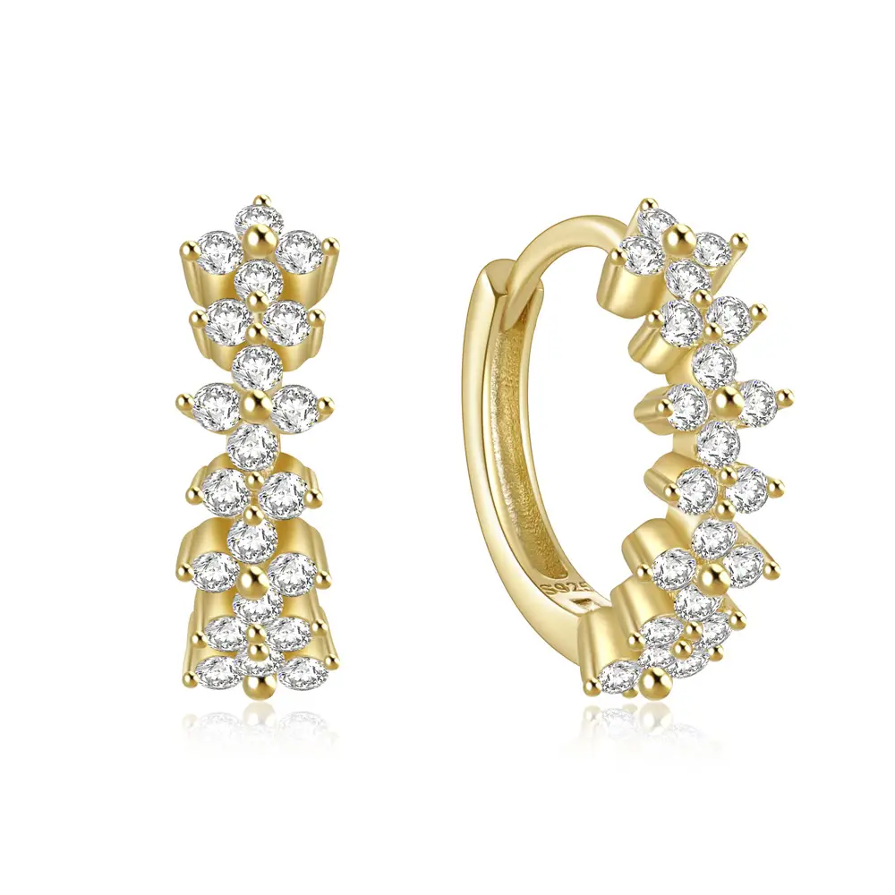 Silver Super Single Row Petal Diamond Earrings For Women