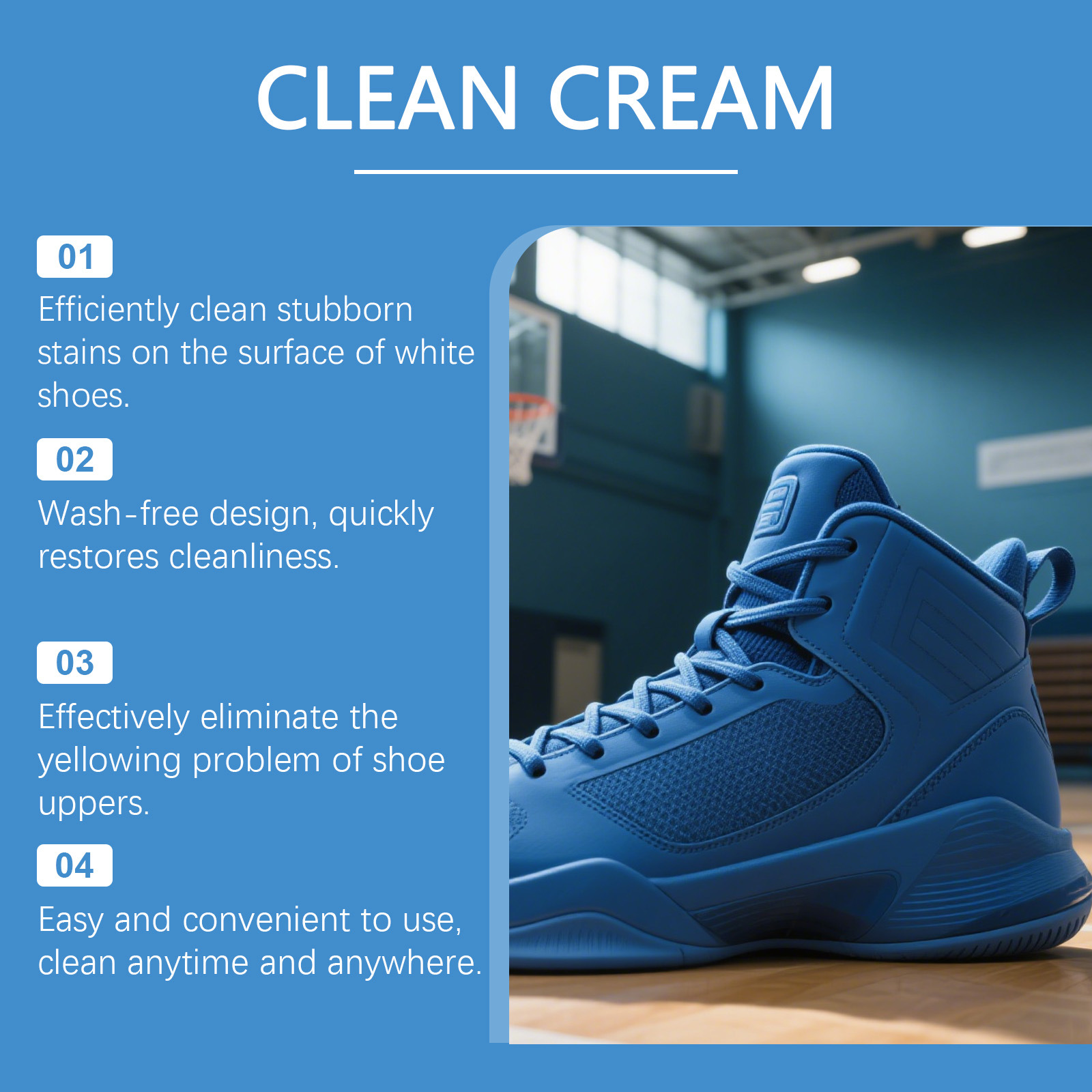 JAKEHOE Shoe Cleaning Cream No-rinse Application Removes Yellowing And Mud Stains From Shoe Surfaces, Brightens Dull Shoe Colors.