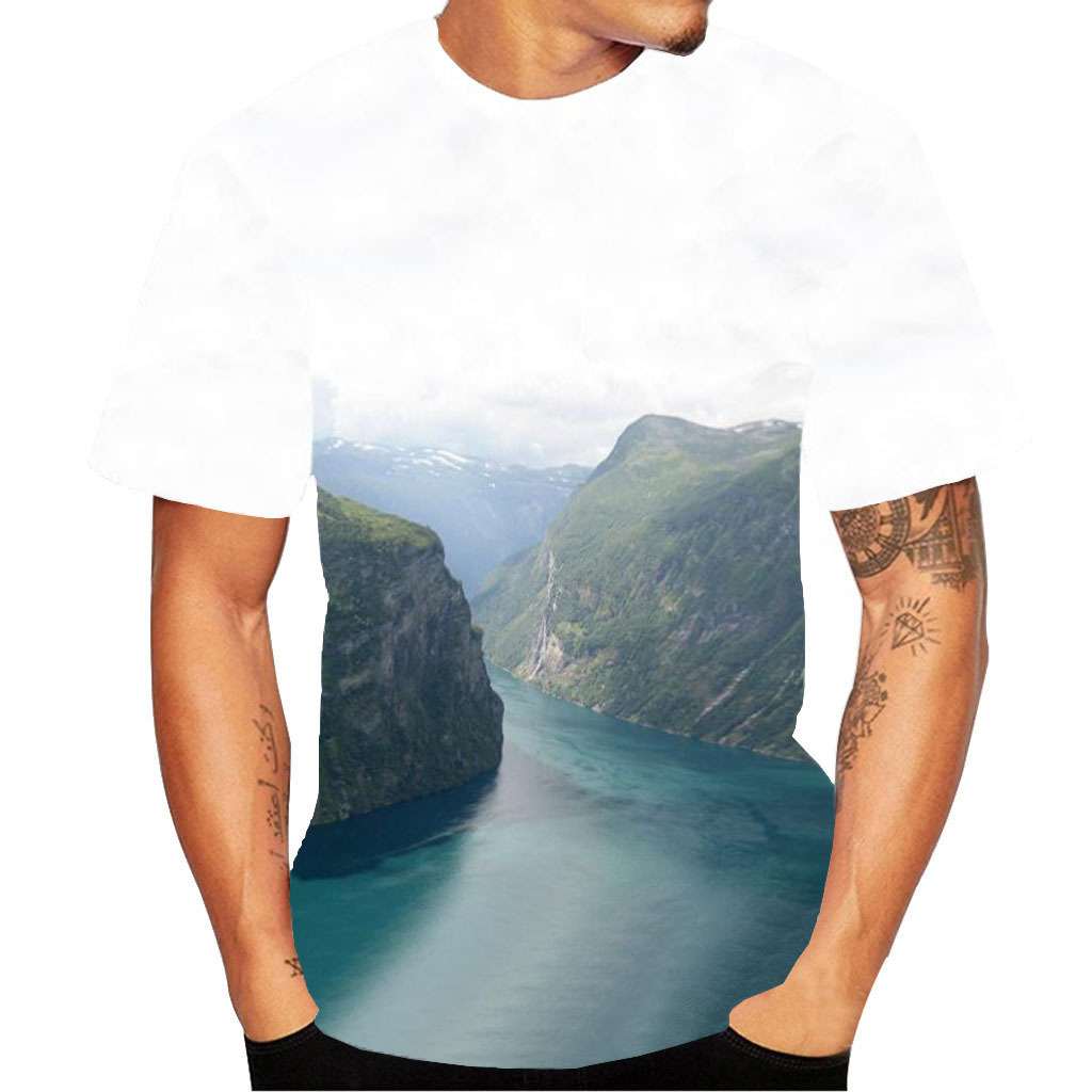 Title 3, Mode nieuw 3D Wanli Snow Mountain-print-T-shirt...