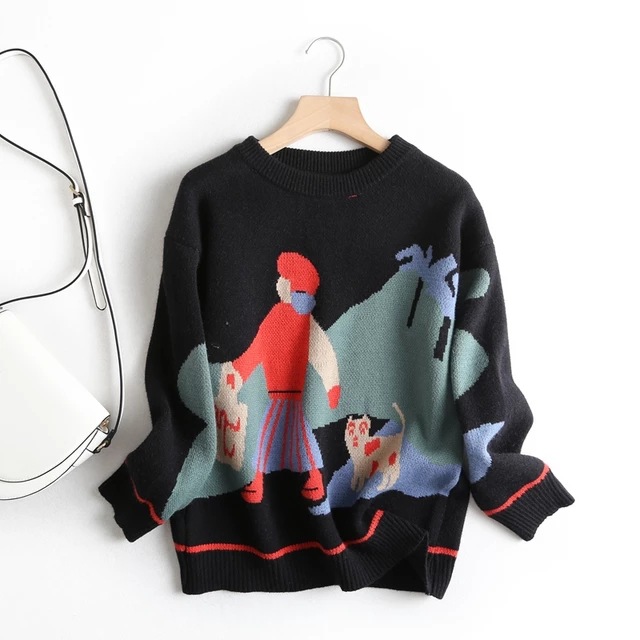 Women's Autumn And Winter New Lazy Wind Round Neck Pullover Sweater Women