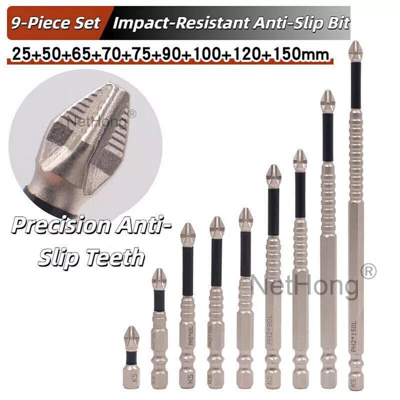 9PCS Cross Head Impact Drill BitsMagnetic Anti-Slip Screwdriver Bits For Drills — image 3