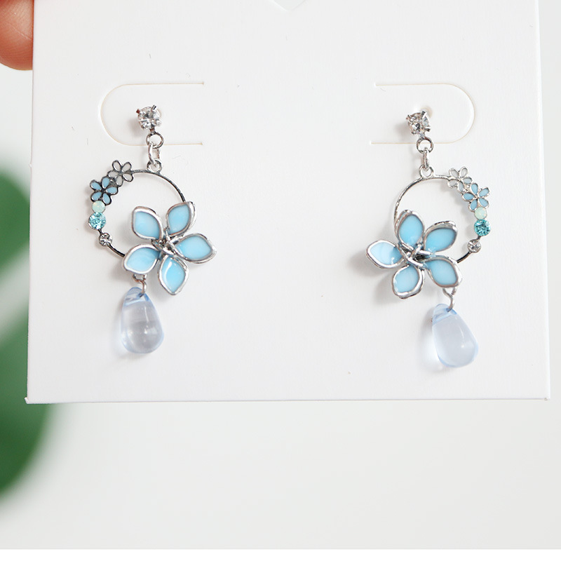 Girly Sweet Flower Earrings Enamel Oil Drops
