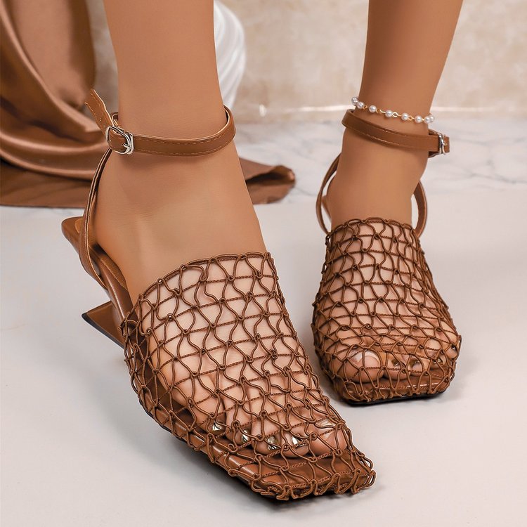 Mesh Block Heel Sandals, picture 3 of 3
