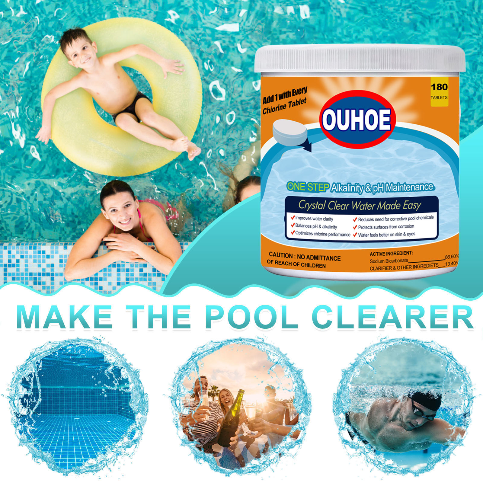 Foreign Trade Cross-border Swimming Pool Deodorizing Effervescent Tablets