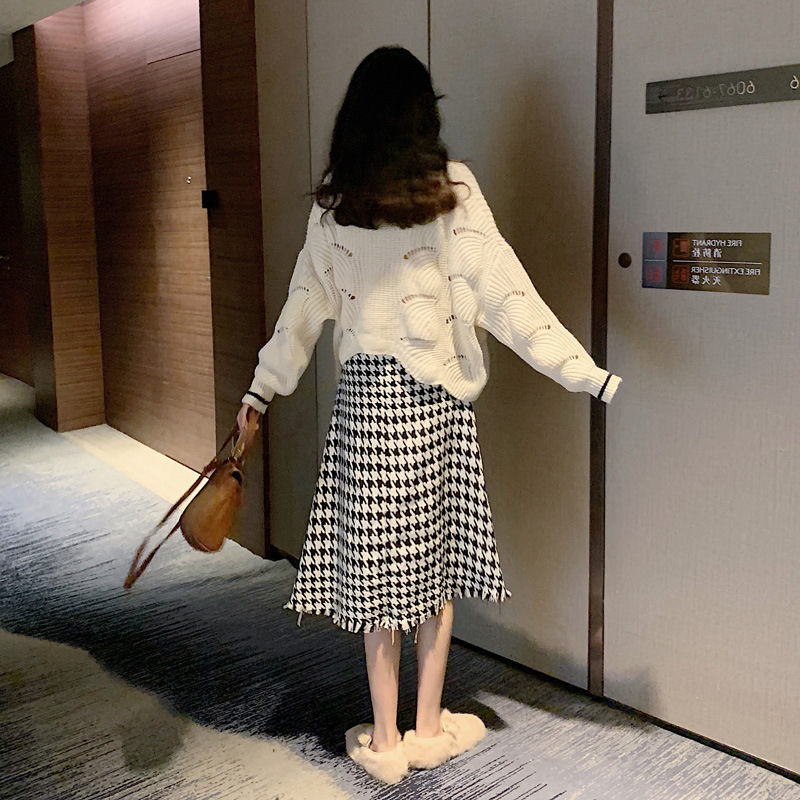 Fashion Women's Houndstooth Long Sleeve Suit