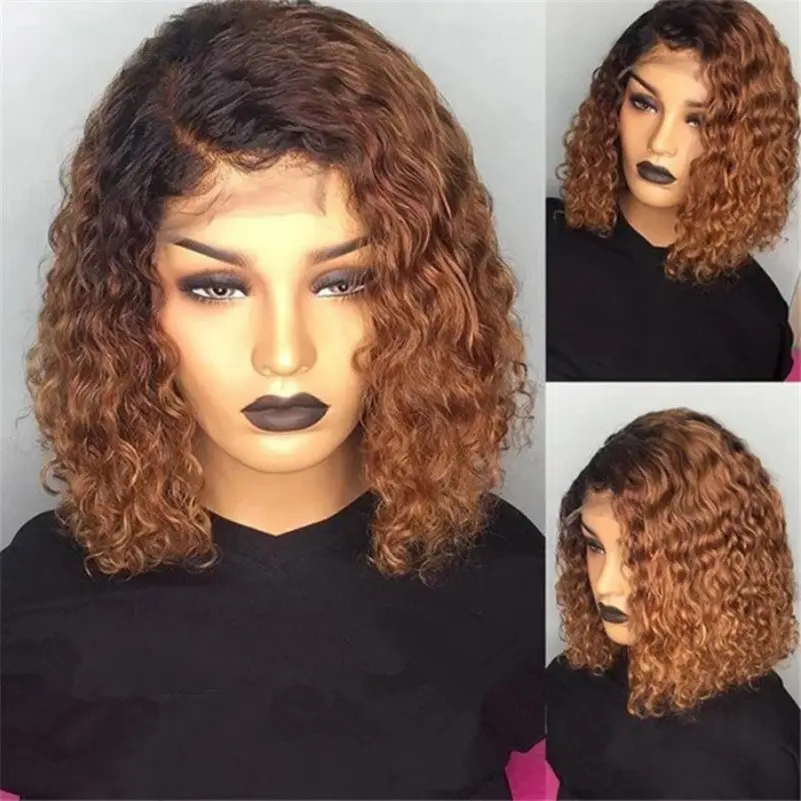 Fashion Dyed African Small Curly Female Wig with Short