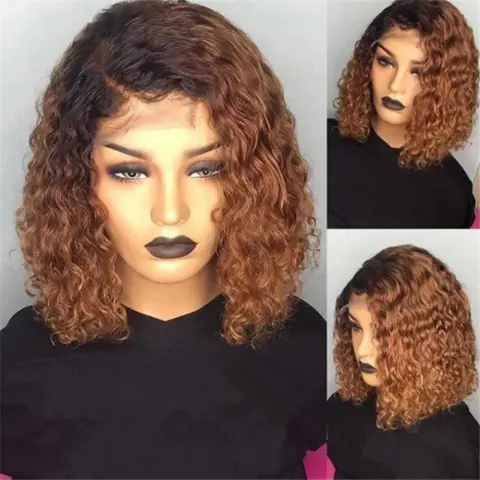 Fashion Dyed African Small Curly Female Wig with Short