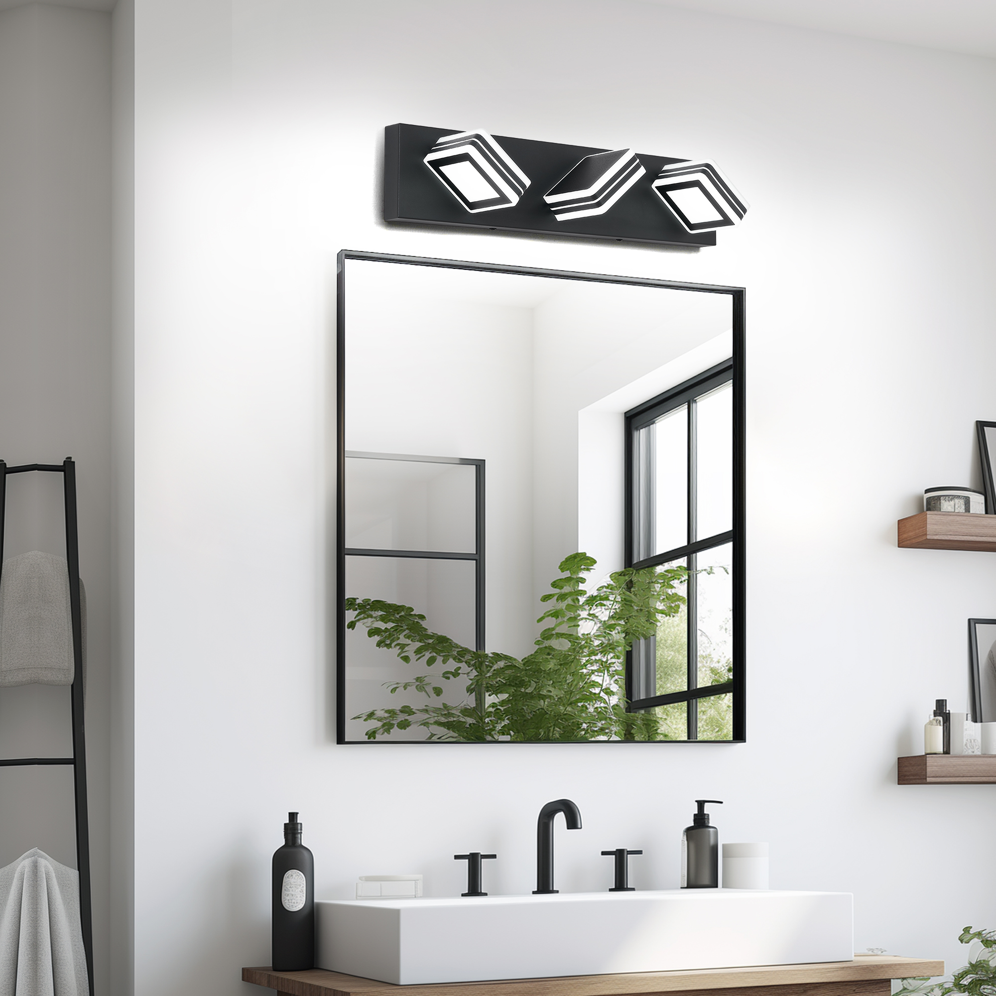 Matte Black Vanity Light Fixtures 3 Lights Up And Down LED Modern Bathroom...