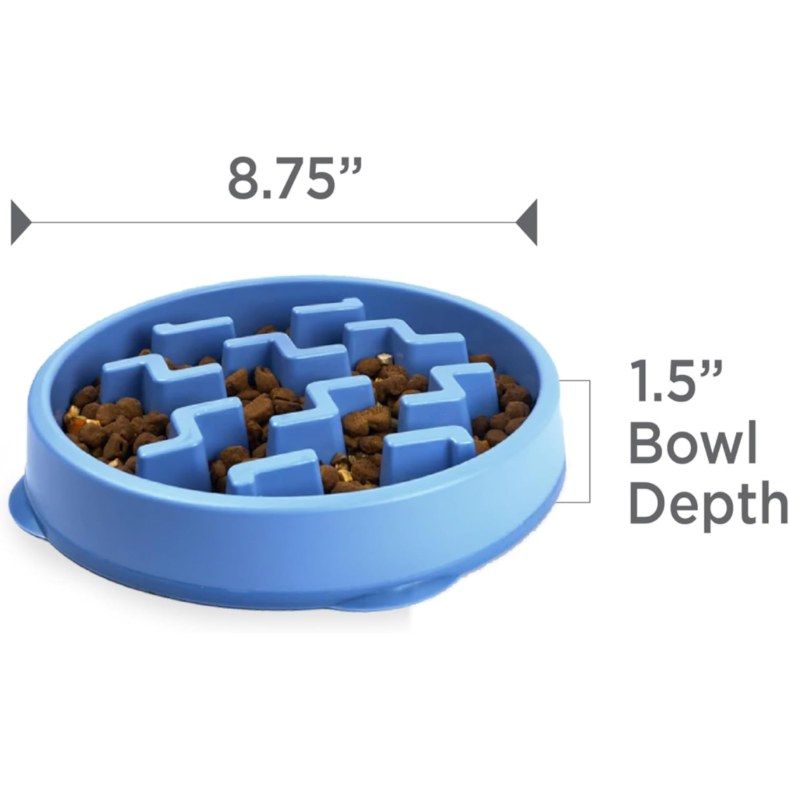 Feeder Slo Bowl  Medium 2Cup Capacity, Slow Feeding, Small To Medium Dogs  Cats, Non Slip, Blue, Notch Pattern — foto 2