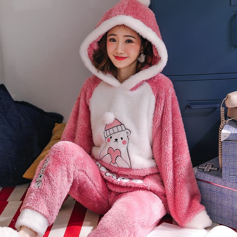 Title 13, Hooded Coral Fleece For Thicken Plus Fleece Cut...