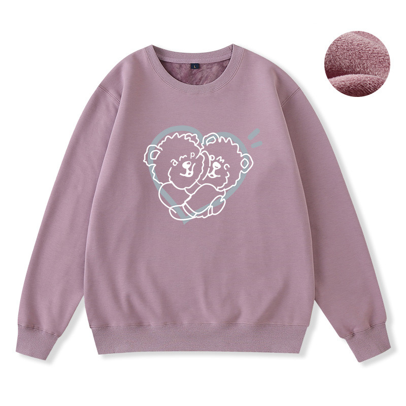 Title 11, Bear print soft milk blue sweater loose long sl...