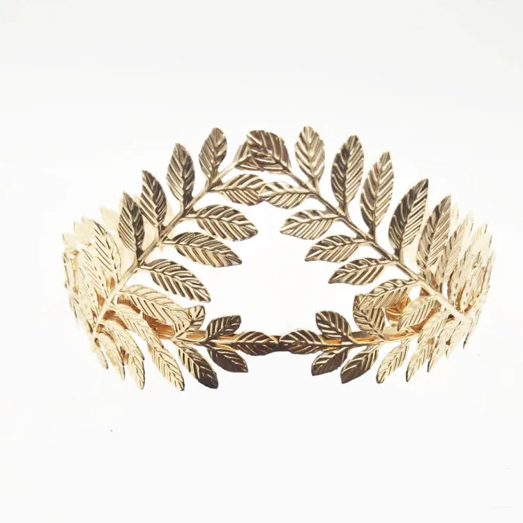 European And American Metal Leaf Headband Baroque Leaves - Gold
