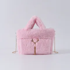 Women's Handbag Plush One Shoulder Bag Crossbody - Pink - View 1