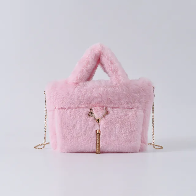 Women's Handbag Plush One Shoulder Bag Crossbody Pink - Shop at LoveMi